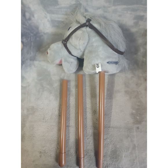 Vintage 1991 Great American Fun Corp Grey Plush Stick Hobby Horse Toy w/ Sounds - Picture 6 of 9